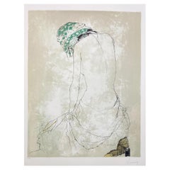 Le foulard vert, 1993, original lithograph by Jean Jansem