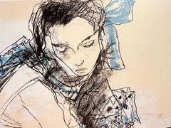 Le ruban bleu, 1993, original lithograph by Jean Jansem handsigned and numbered