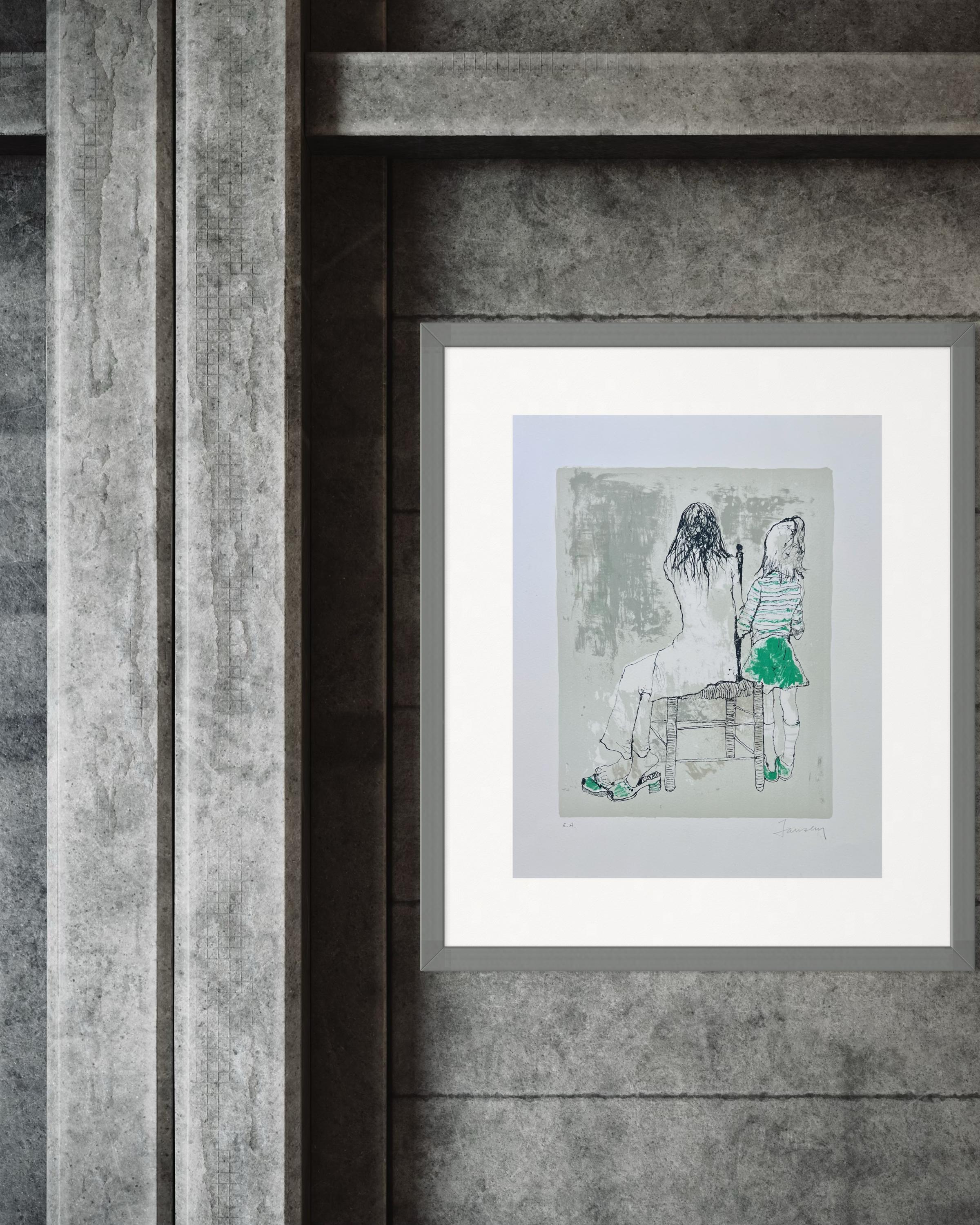 Les deux petites filles, 1977, original lithograph by Jean Jansem, handsigned For Sale 9