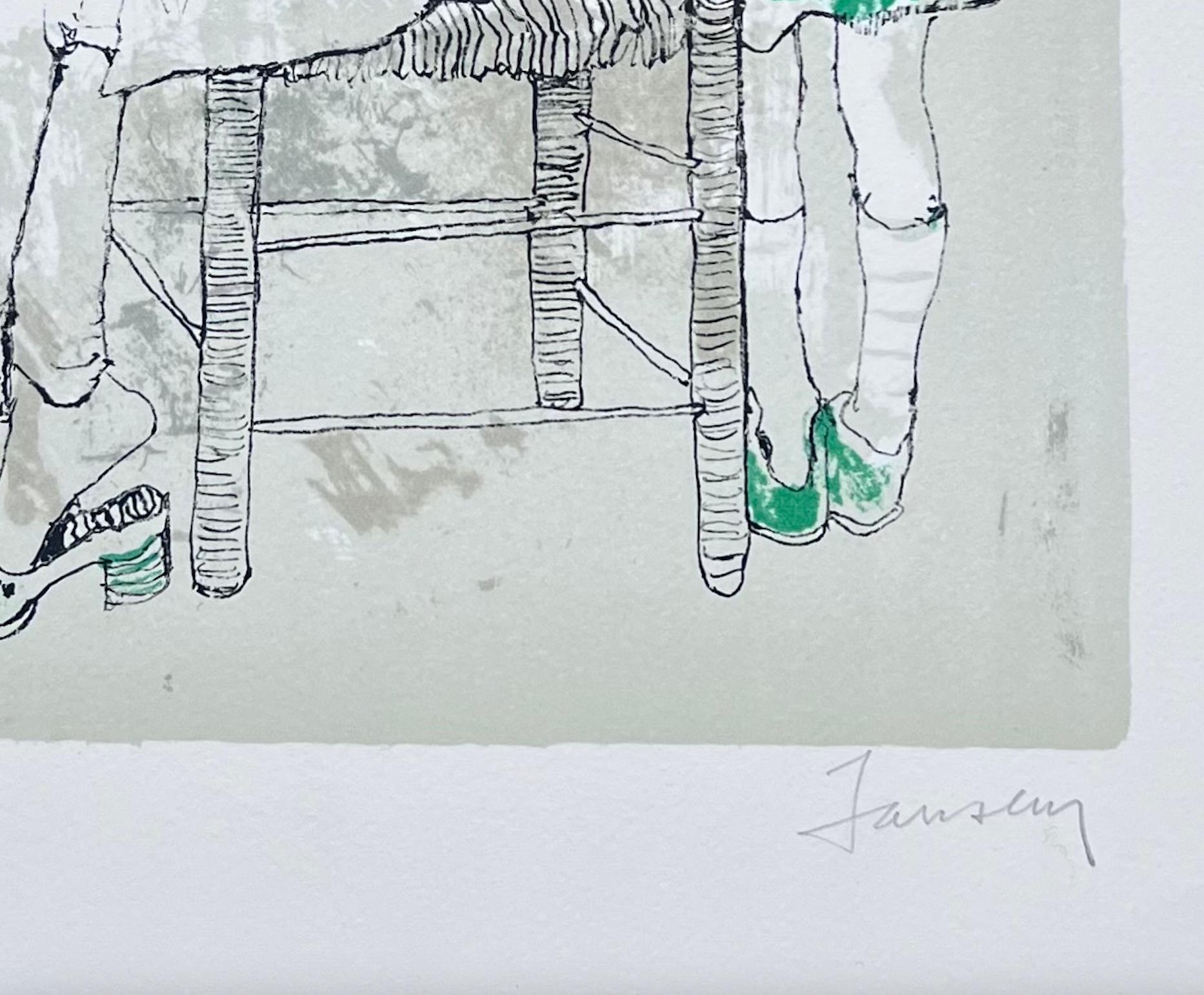 Les deux petites filles, 1977, original lithograph by Jean Jansem, handsigned For Sale 1