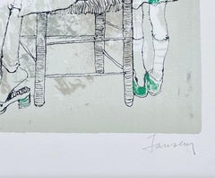 Les deux petites filles, 1977, original lithograph by Jean Jansem, handsigned