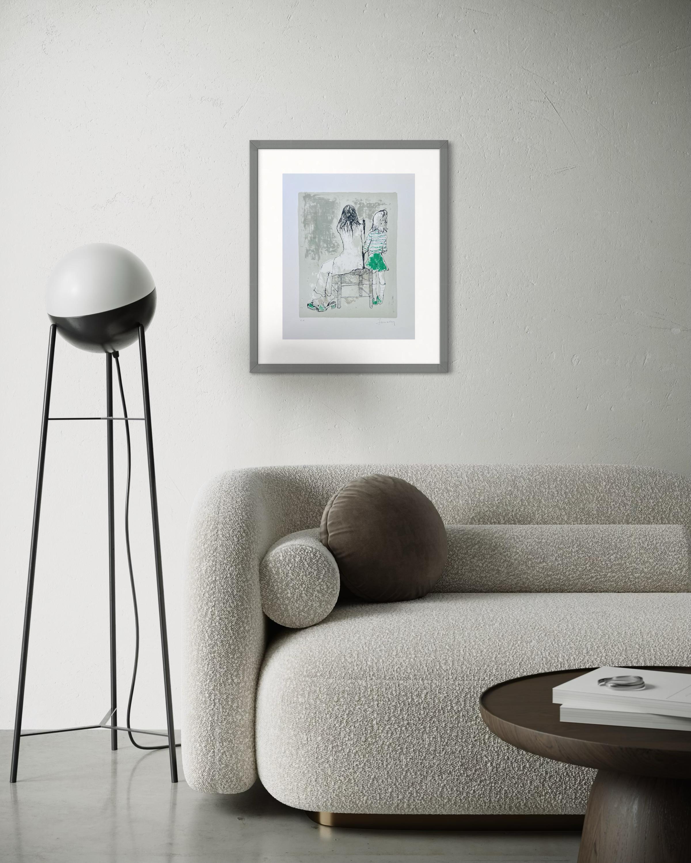 Les deux petites filles, 1977, original lithograph by Jean Jansem, handsigned For Sale 6