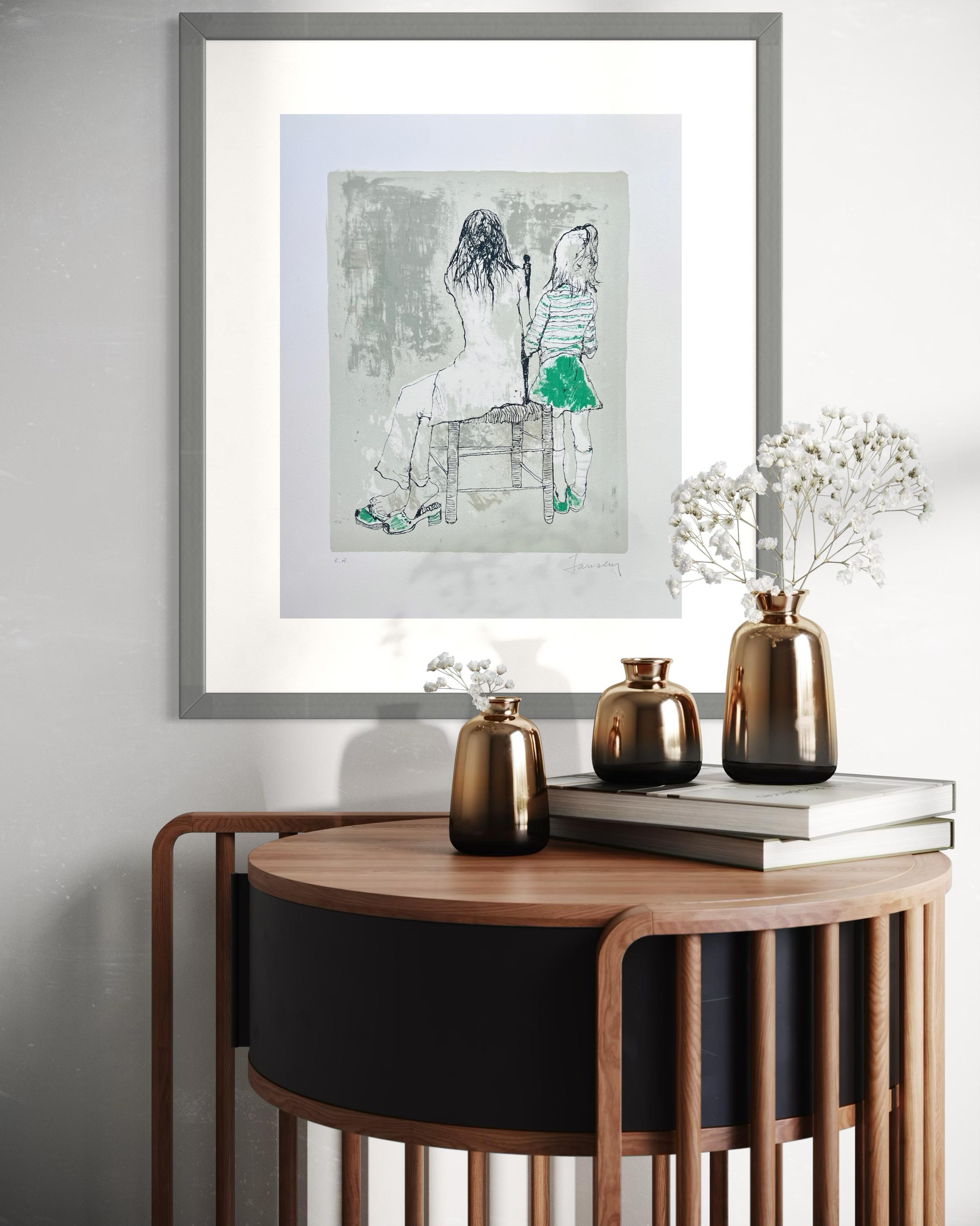 Les deux petites filles, 1977, original lithograph by Jean Jansem, handsigned For Sale 8