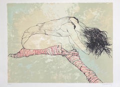 Les jambières rouges, 1999, original lithograph by Jean Jansem, handsigned