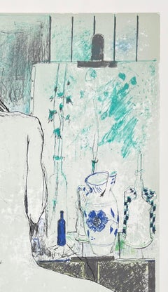 Lydia de dos dans l'atelier, 1995, original lithograph by Jean Jansem, signed