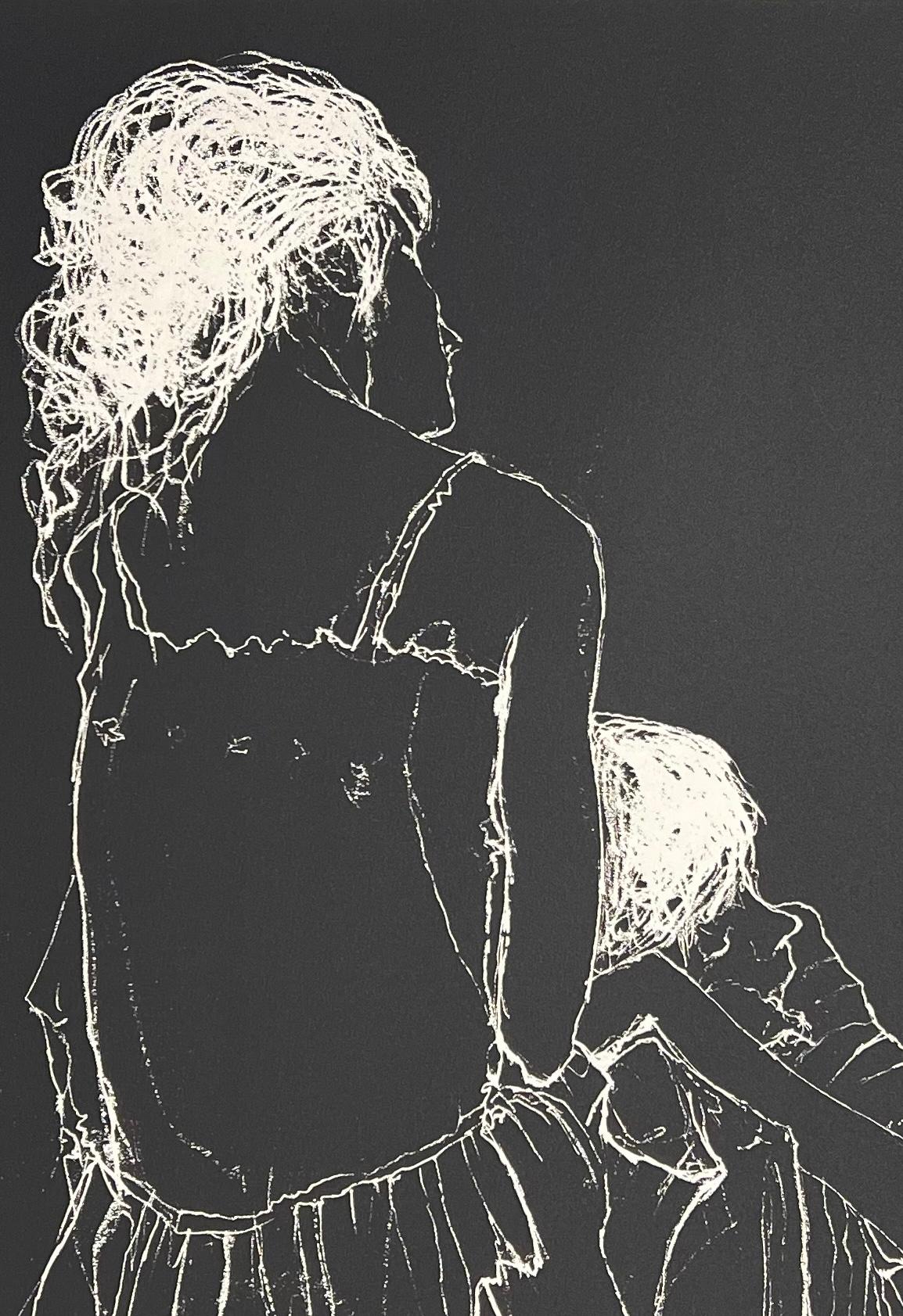 Mère et enfant, 1986, Original-Lithographie von Jean Jansem, handsigniert im Angebot 1