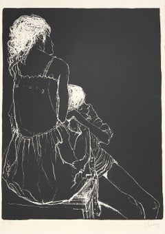 Mère et enfant, 1986, original lithograph by Jean Jansem, handsigned