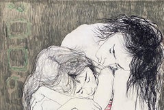 Mère et enfant, 1989, original lithograph by Jean Jansem, handsigned, numbered