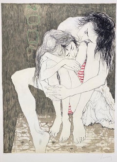 Mère et enfant, original lithograph by Jean Jansem, handsigned and numbered
