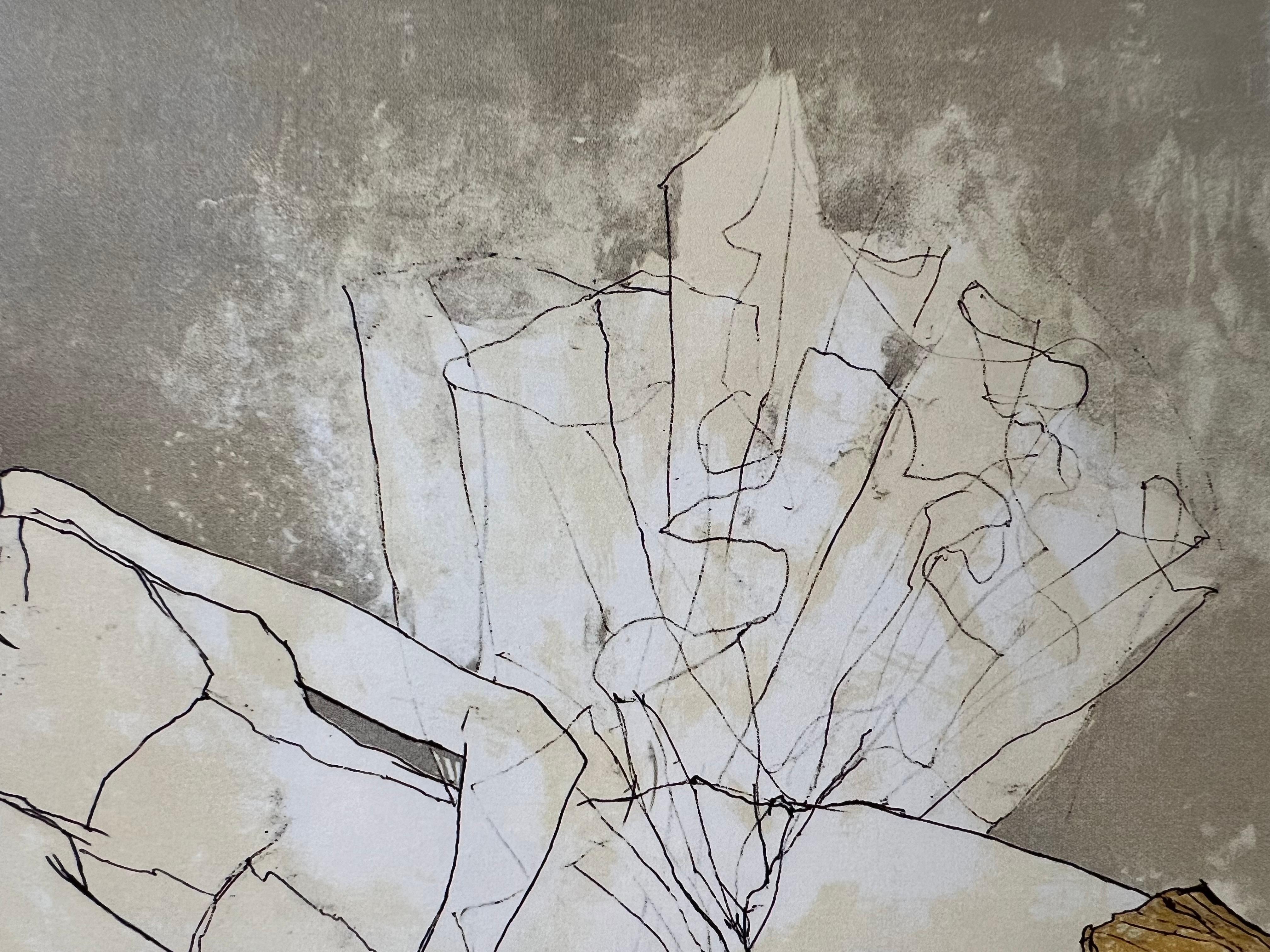 Ophélie au coussin rose, 1993, litografia originale di Jean Jansem firmata da lui stesso in vendita 2