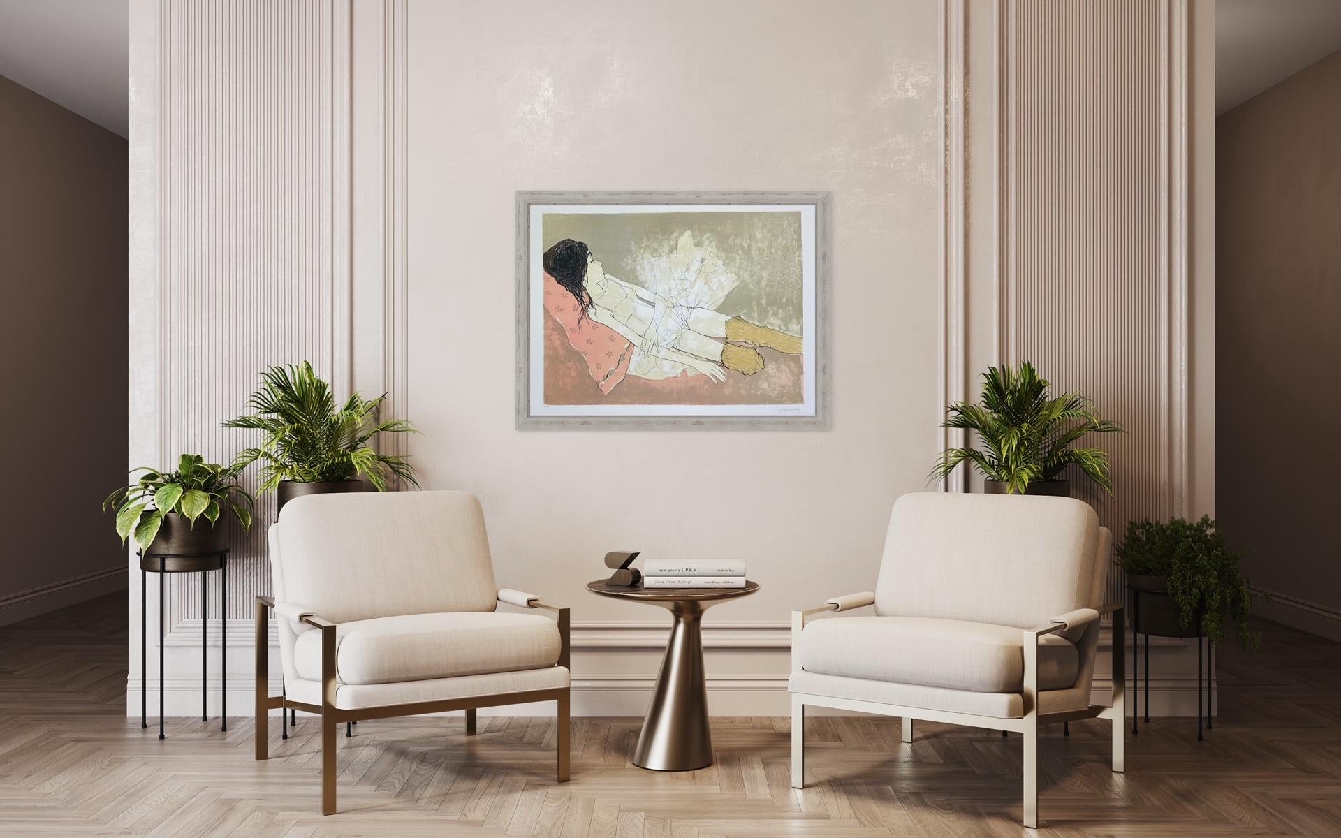 Ophélie au coussin rose, 1993, litografia originale di Jean Jansem firmata da lui stesso in vendita 6