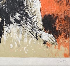 Pèlerin au cierge, 1986, original lithograph by Jean Jansem, signed and numbered
