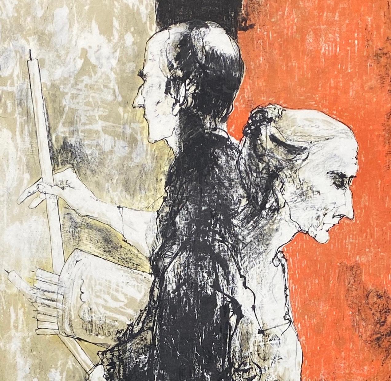 Pèlerin au cierge, 1986, litografía original de Jean Jansem, firmada y numerada en venta 4