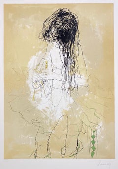 Petite danseuse aux cheveux défaits, 1991, original lithograph by Jean Jansem