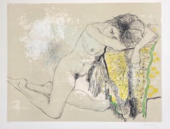 Sonia au châle jaune, 1995, lithographie originale de Jean Jansem 