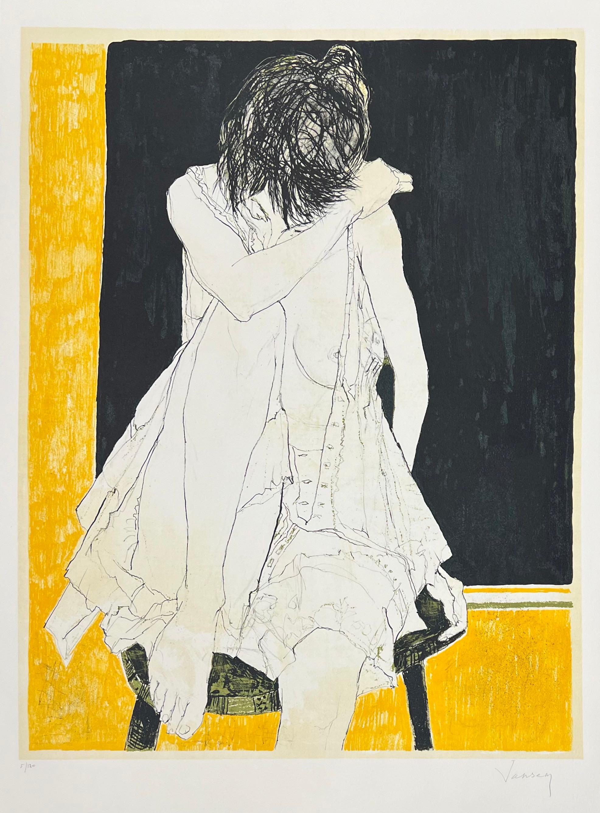 Jean Jansem (1920-2013) 
Sonia fond jaune, 1995
Lithographie sur papier Arches
Signée en bas à droite et justifiée en bas à gauche 
67 x 51,5 cm / 76 x 56 cm

Rare exemplaire d'une édition à 120.  
Les 25 premiers numéros font partie de l'Album