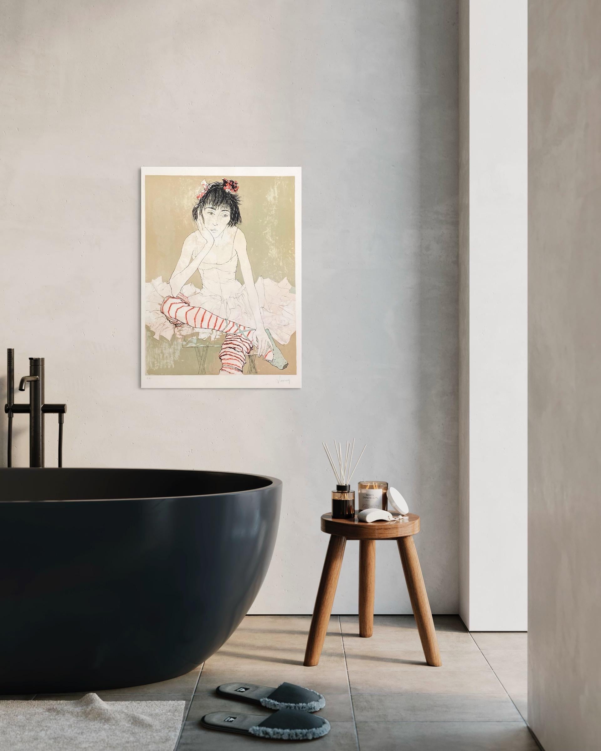 Sophie aux bas rouges, 1993, lithographie originale de Jean Jansem en vente 5
