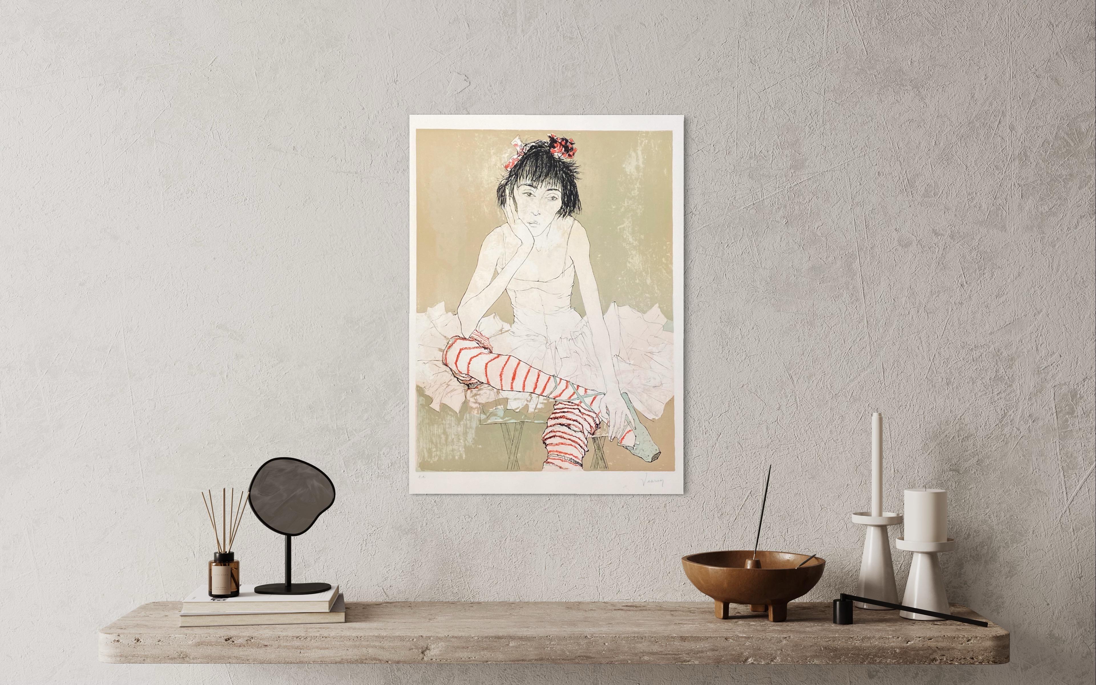 Sophie aux bas rouges, 1993, lithographie originale de Jean Jansem en vente 6