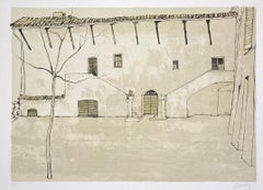 Spello - La cour, 1977, original lithograph by Jean Jansem, signed and numbered