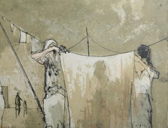 Washing Day, Modern Lithograph by Jean Jansem