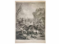 Hunting the Bear - Etching By Jean Jaques Flipart- 18th Century