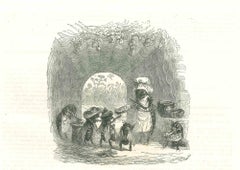 Antique Bee's Bakery - Original Lithograph by J.J Grandville - 1852