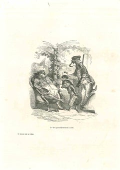Erläuternde Trauben von Servant Dog für Seine Majesty-Lithographie von J.J Grandville-1852