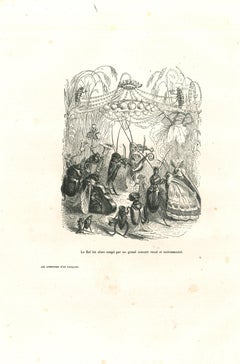 The Concert In The Wood With Grasshoppers Violinist And.. by J.J Grandville-1852