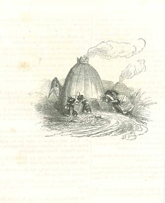  The Mr. Frog Searching Help From His Neighbours Ants (M. Frog cherchant l'aide de ses voisins fourmis) par J.J Grandville - 1852