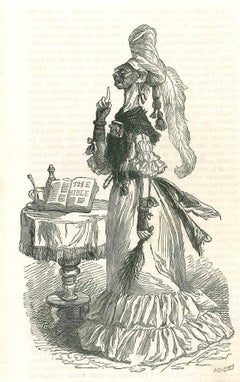 The Oriental Monkey Maid - Original Lithograph by J.J Grandville - 1852