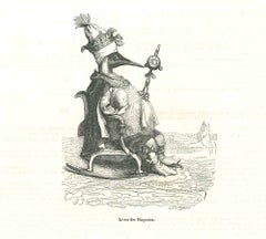 The Penguin King - Original Lithograph by J.J Grandville - 1852