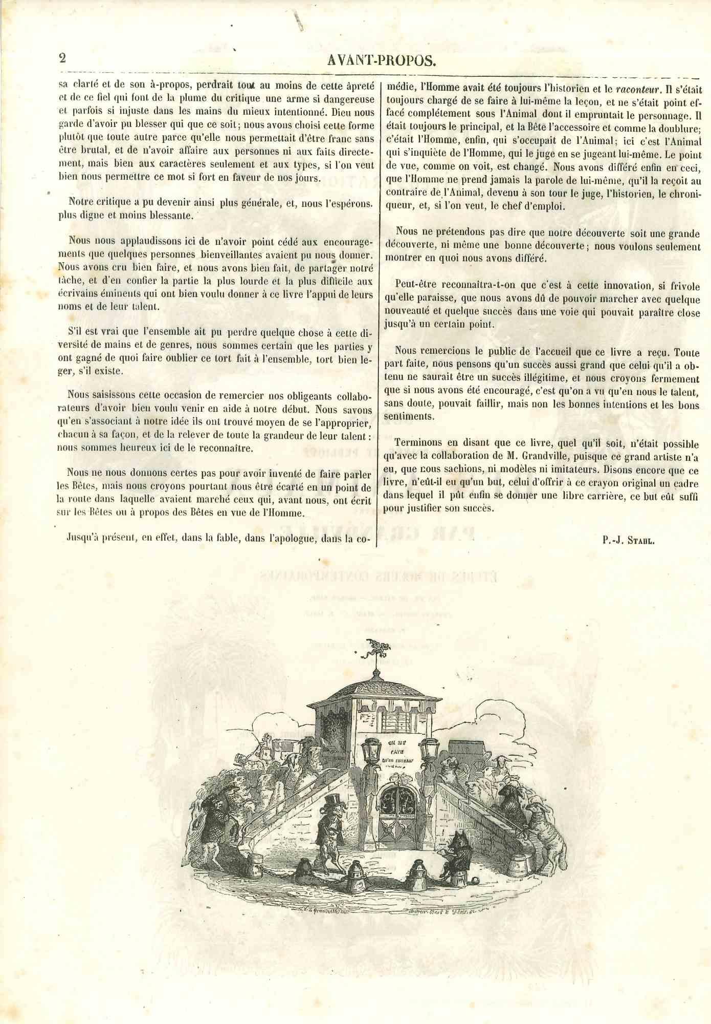 Vie Privée et Publiques des Animaux - Lithograph by J.J Grandville - 1852 - Print by Jean Jeacques Grandville