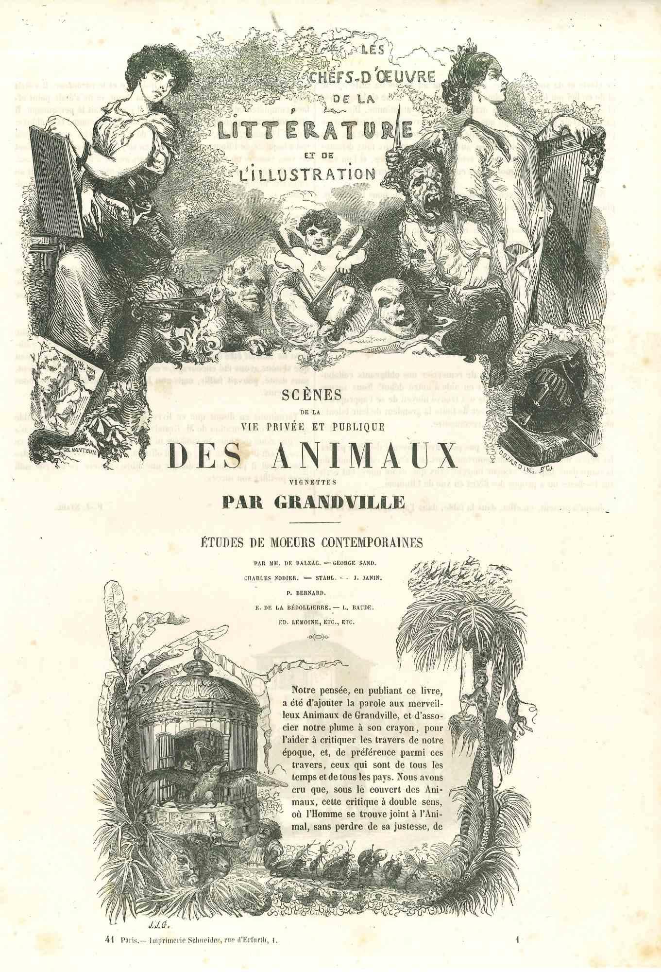 Jean Jeacques Grandville Animal Print - Vie Privée et Publiques des Animaux - Lithograph by J.J Grandville - 1852