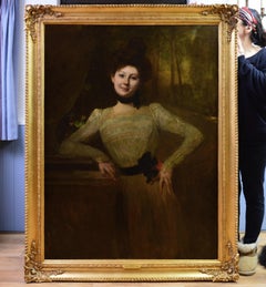 Madeleine - Very Large 19th Century Oil Painting Portrait Victorian Society Girl