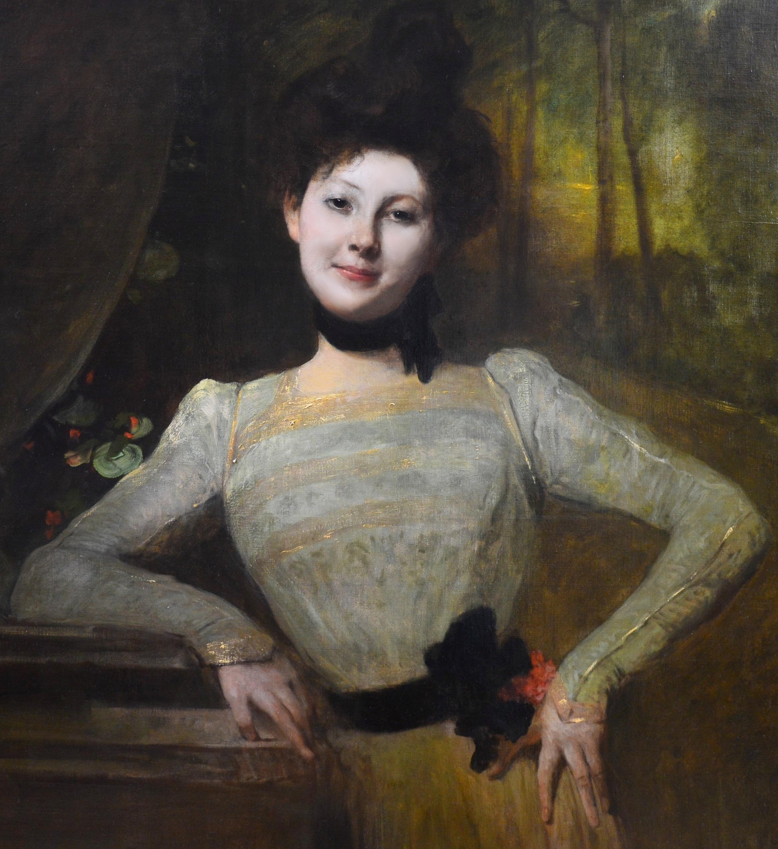 Madeleine - Very Large Portrait of Young Beauty Victorian Edwardian Girl 1901 - Academic Painting by Jean-Joseph Benjamin-Constant