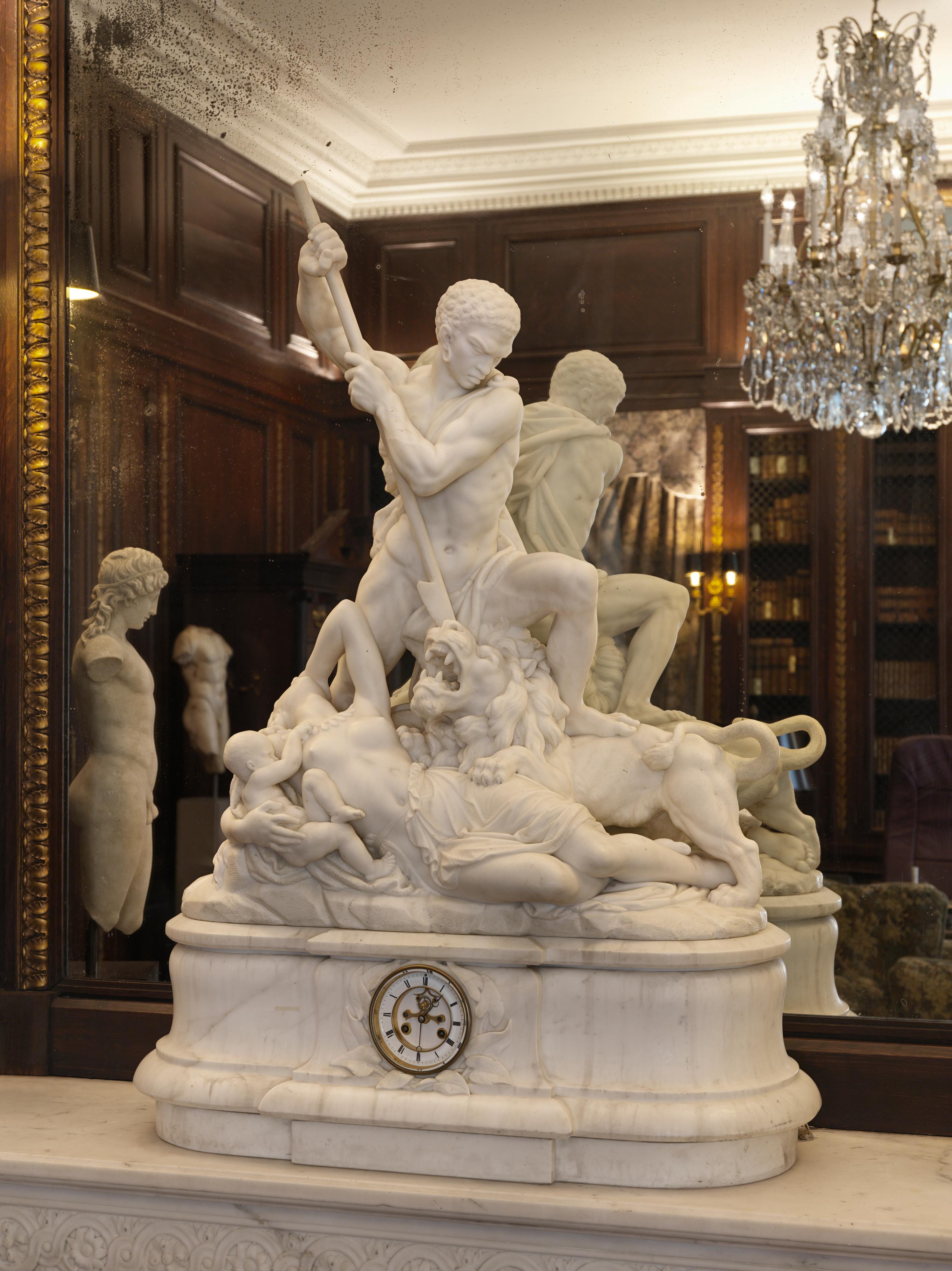 An Exceptional White Marble Figural Sculpture Clock, 