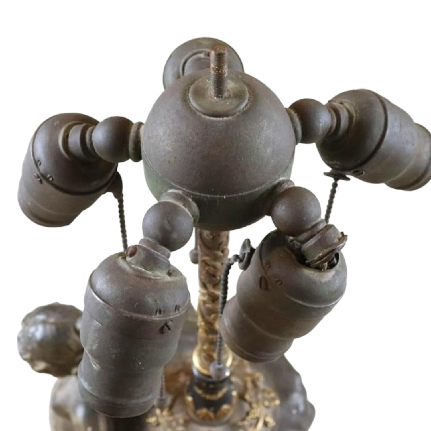 Jean Jozon (1868-1946) Lámpara de sobremesa francesa Art Nouveau de bronce 3