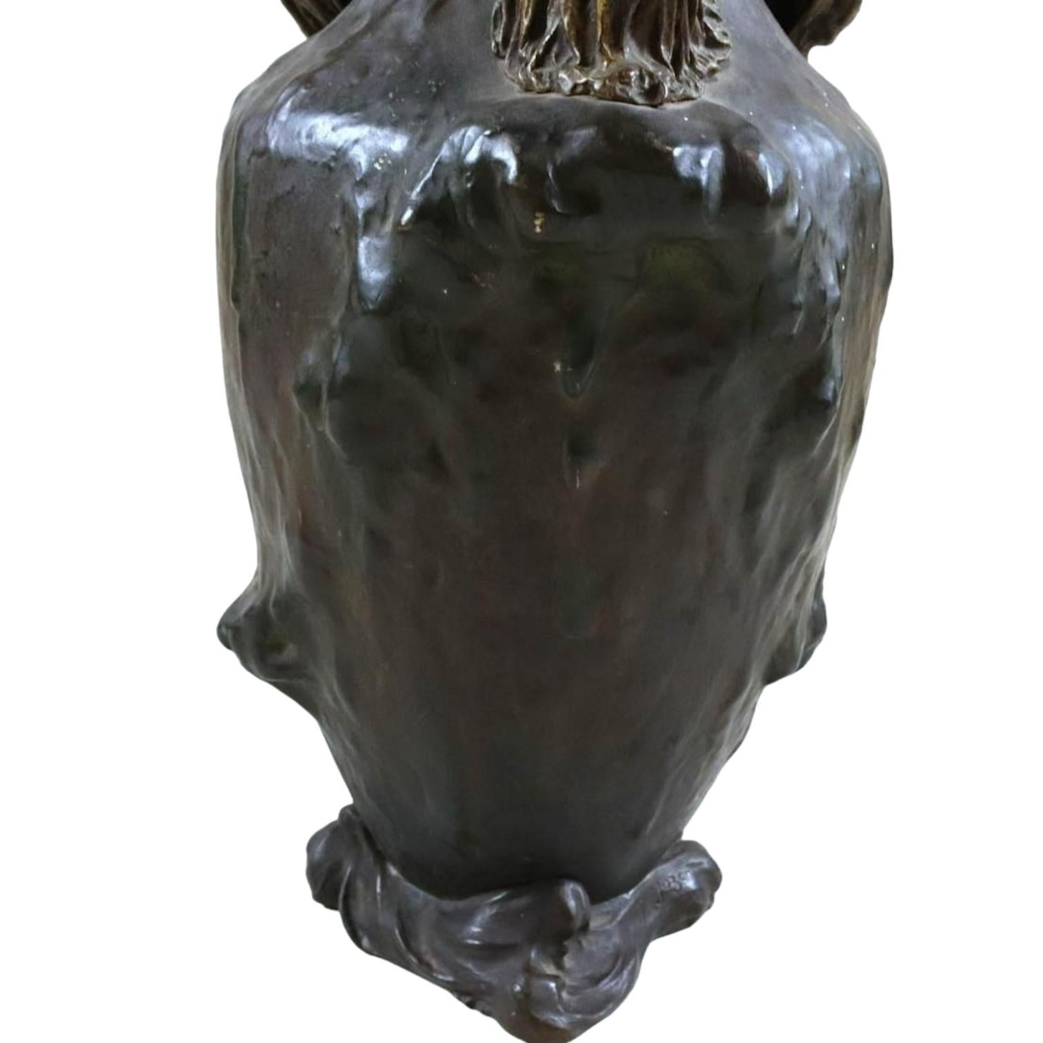 Jean Jozon (1868-1946) Lámpara de sobremesa francesa Art Nouveau de bronce Francés