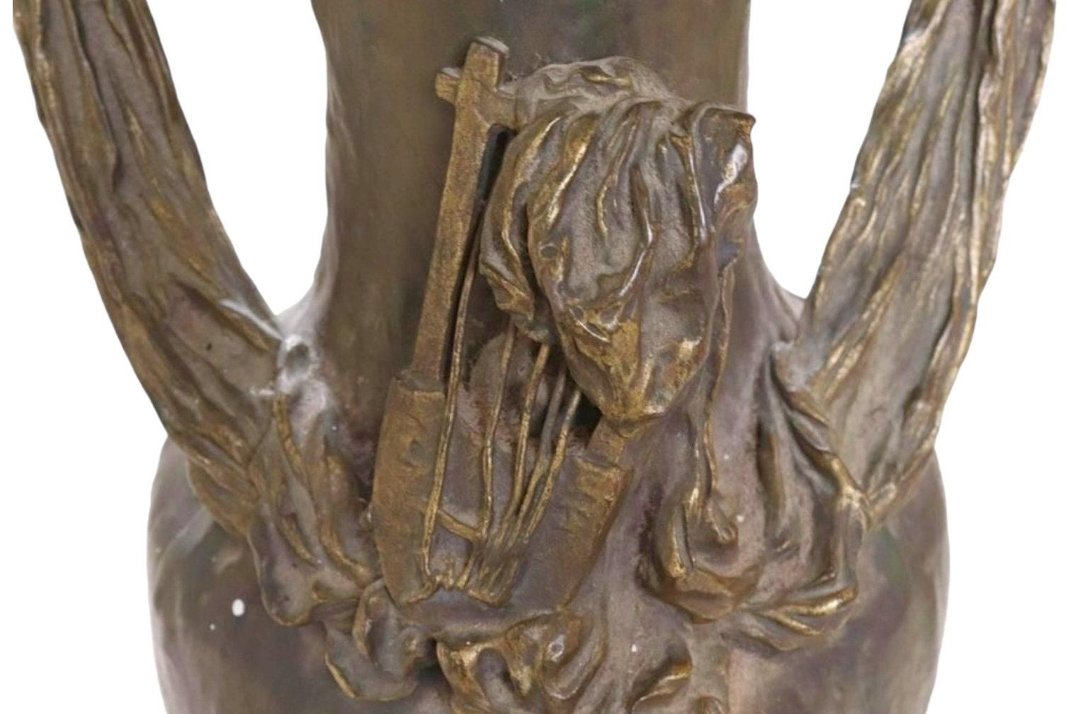 Jean Jozon (1868-1946) Lámpara de sobremesa francesa Art Nouveau de bronce 2