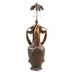 Jean Jozon (1868-1946) French Art Nouveau Bronze Table Lamp