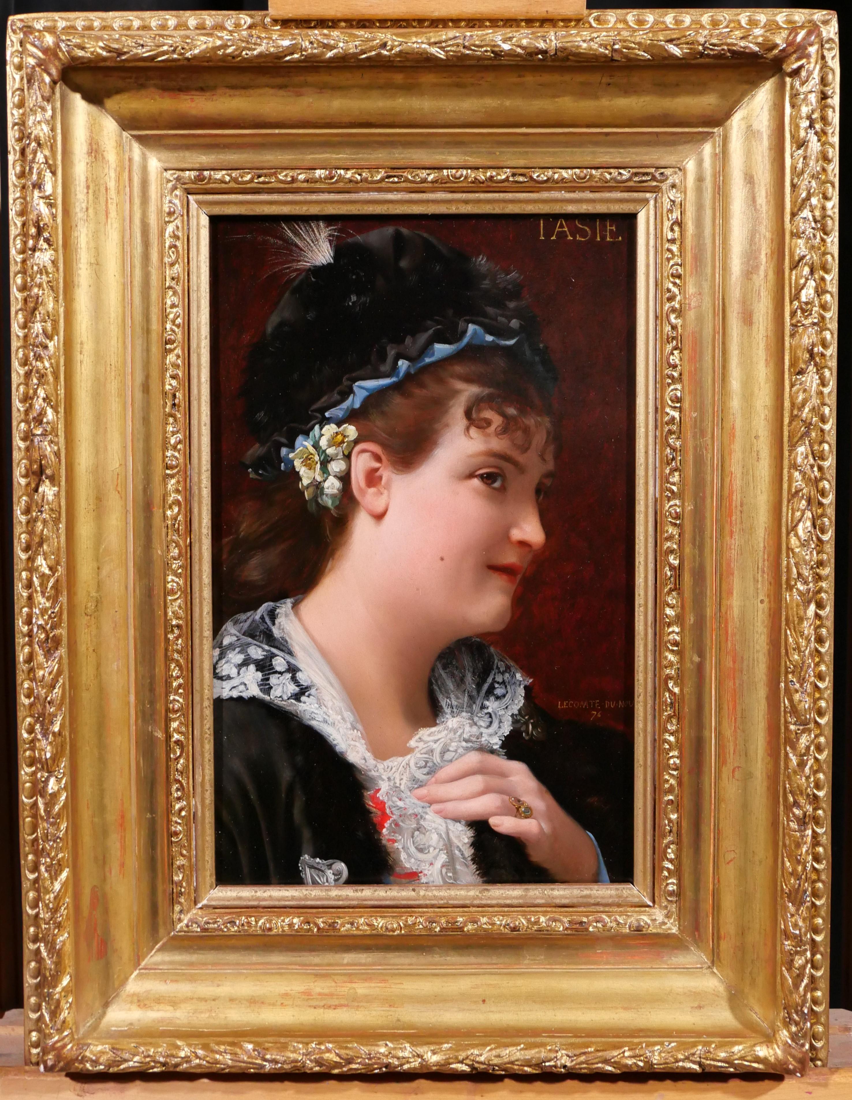 Portrait of a woman, Tasie - Painting by Jean Jules Antoine LECOMTE DU NOÜY
