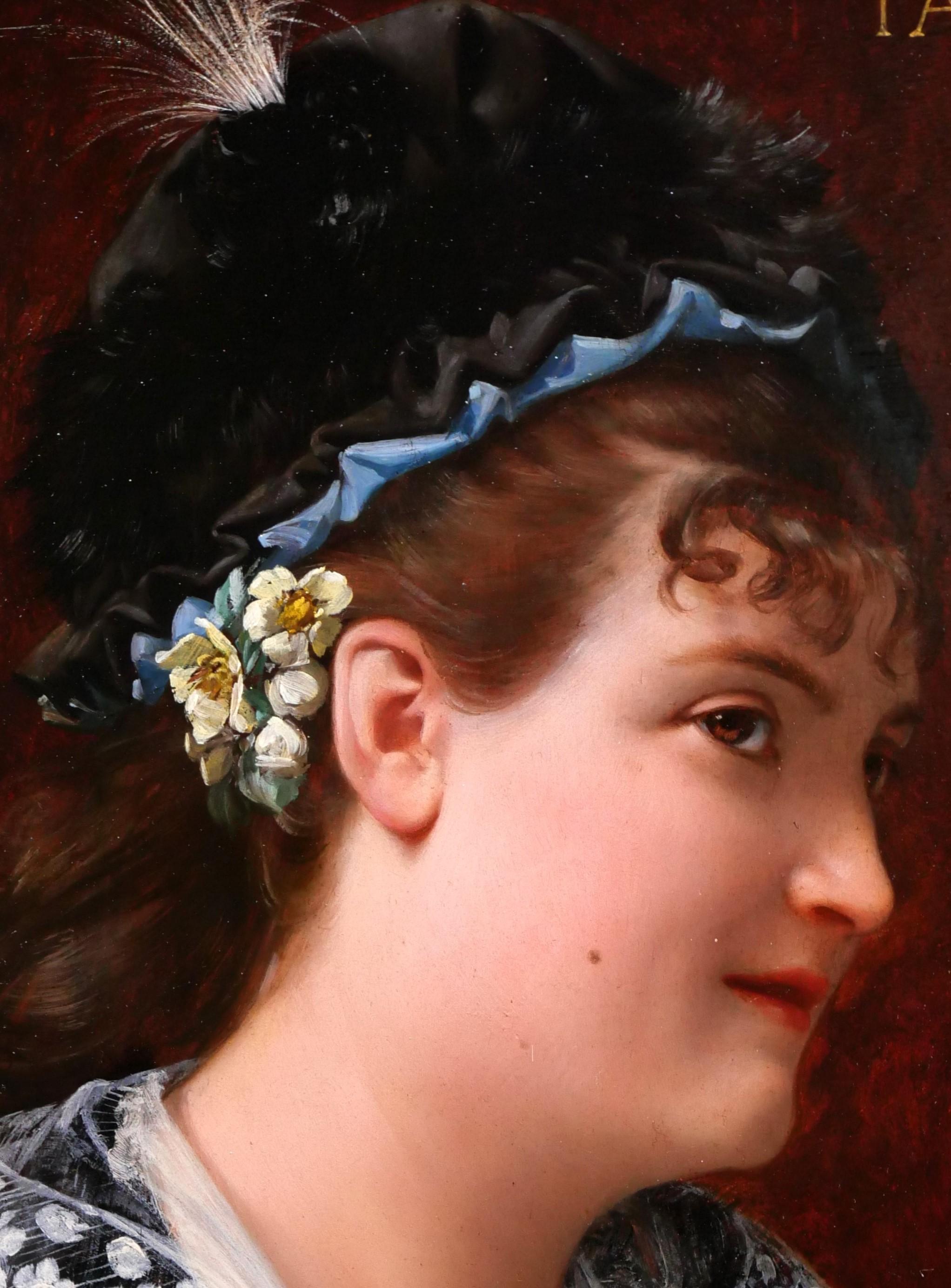 Portrait of a woman, Tasie - Black Portrait Painting by Jean Jules Antoine LECOMTE DU NOÜY