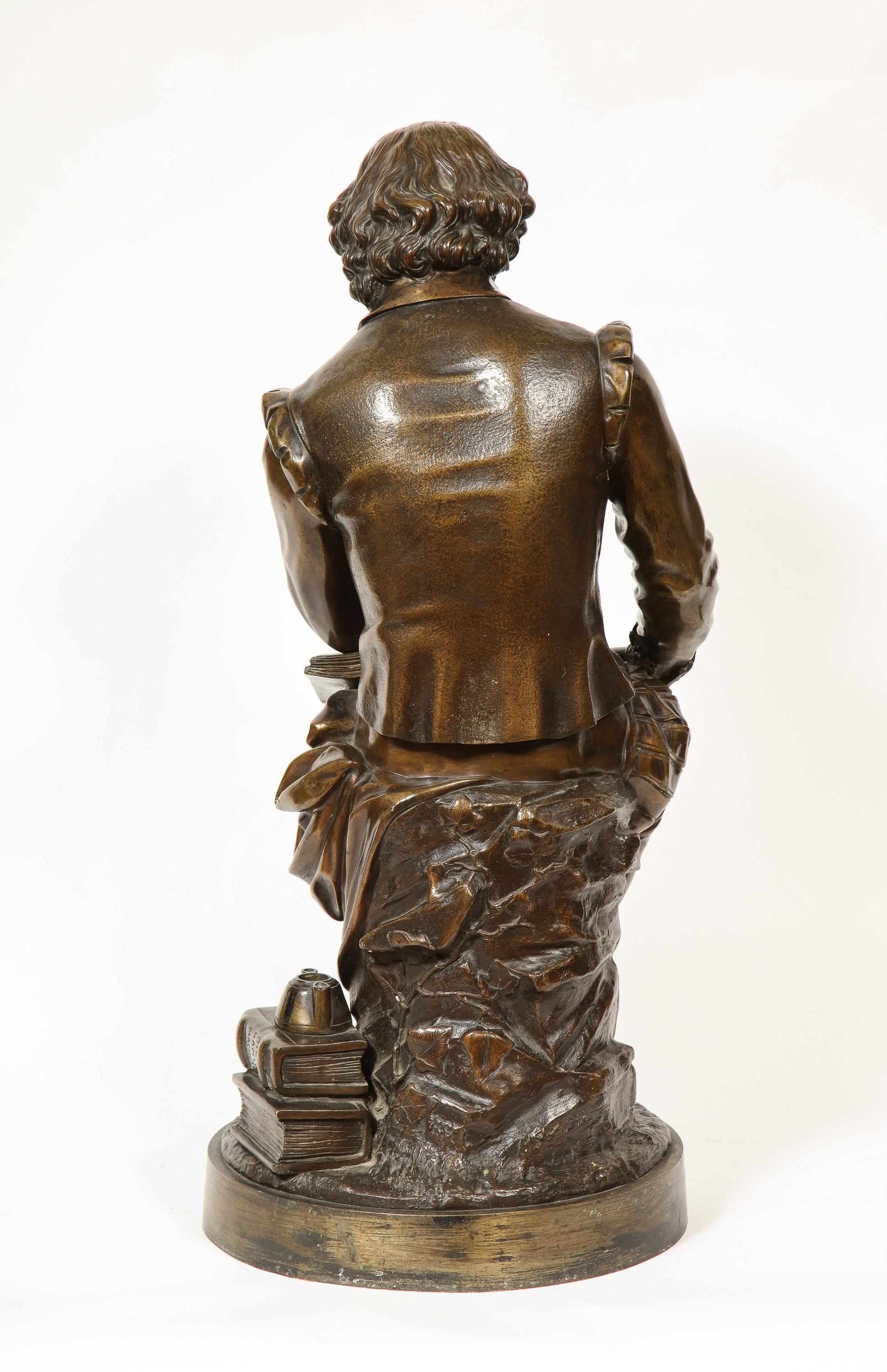 Jean Jules B. Salmson Bronze Sculpture of William Shakespeare Seated with Books 8