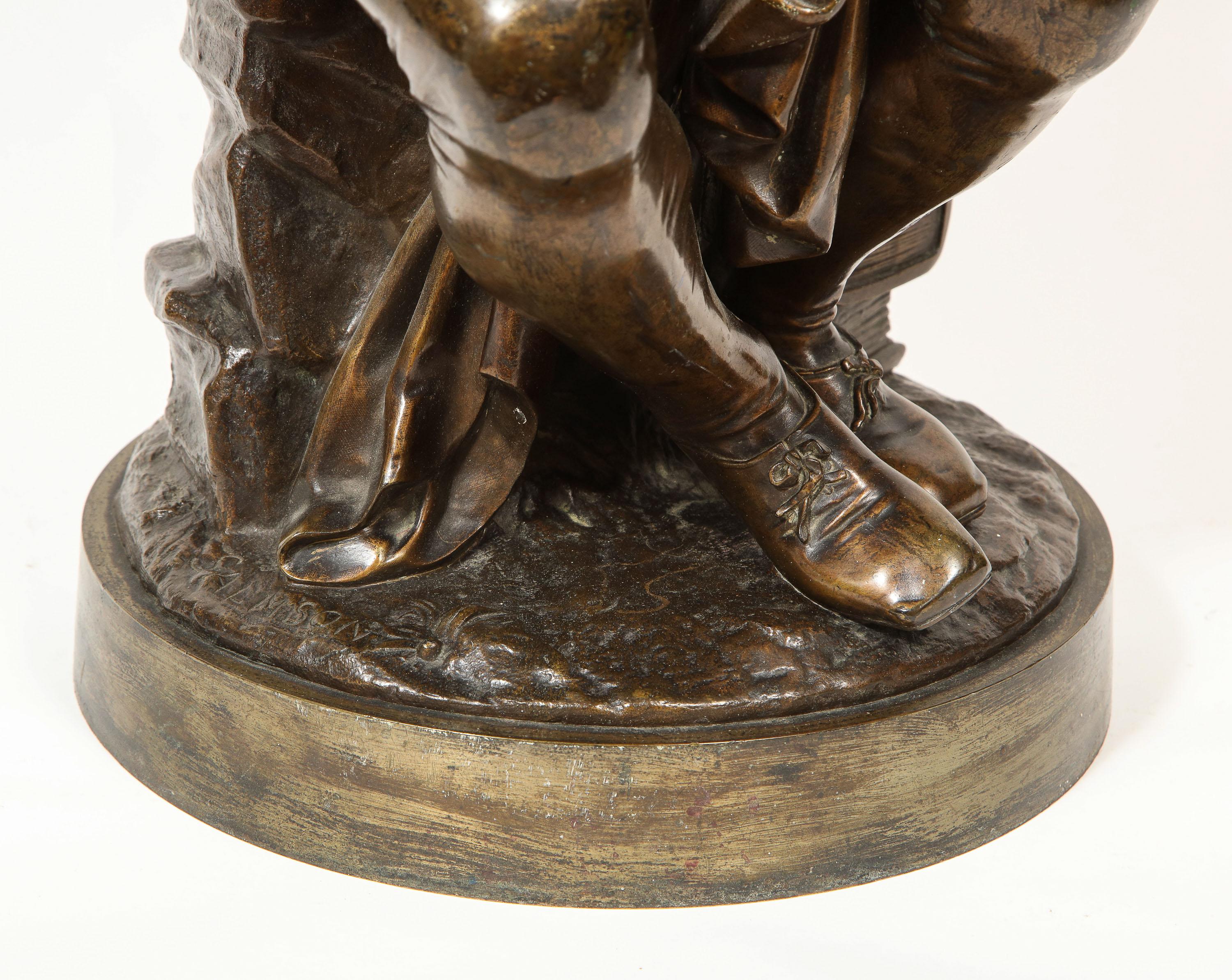 19th Century Jean Jules B. Salmson Bronze Sculpture of William Shakespeare Seated with Books