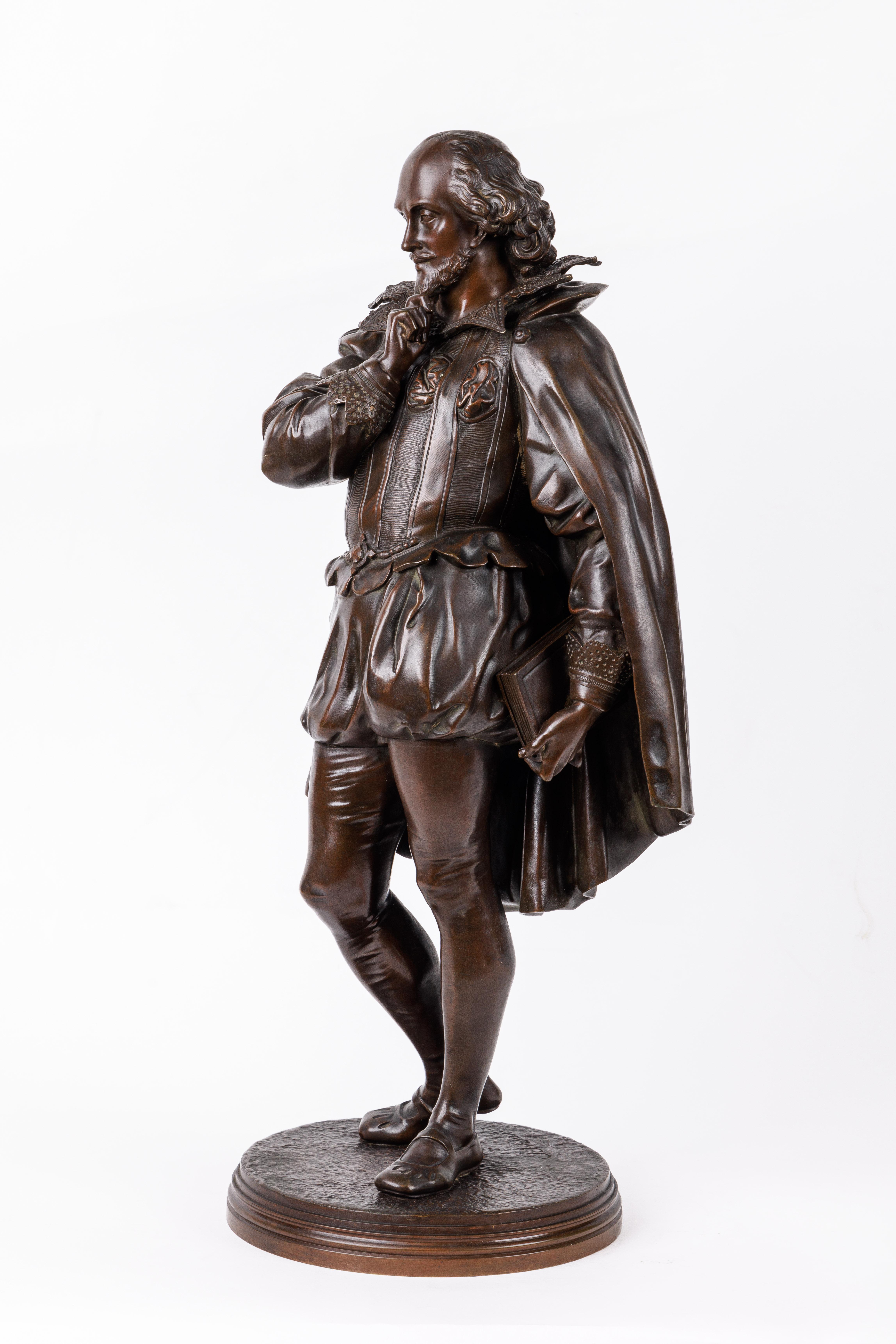 Jean Jules B. Salmson, A Patinated Bronze Sculpture of William Shakespeare For Sale 3