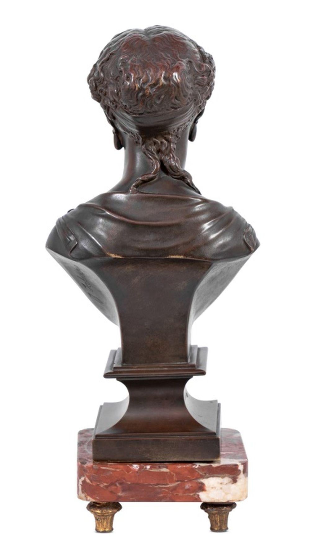 Classical Greek Jean Jules Salmson Goddess Patinated Bronze Bust For Sale