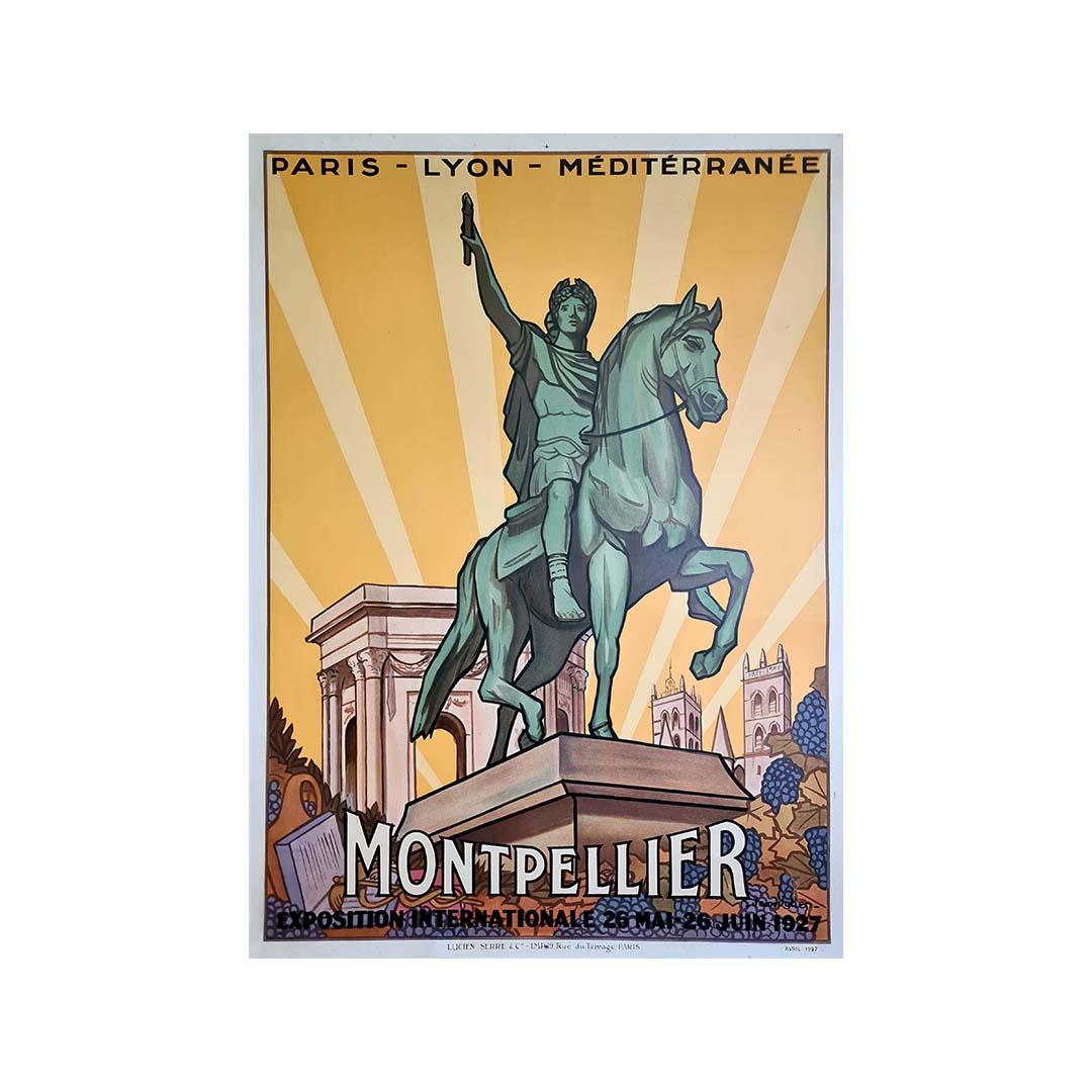 1927 original poster for the Exposition Internationale Montpellier - PLM railway For Sale 2