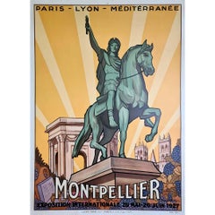 Antique 1927 original poster for the Exposition Internationale Montpellier - PLM railway