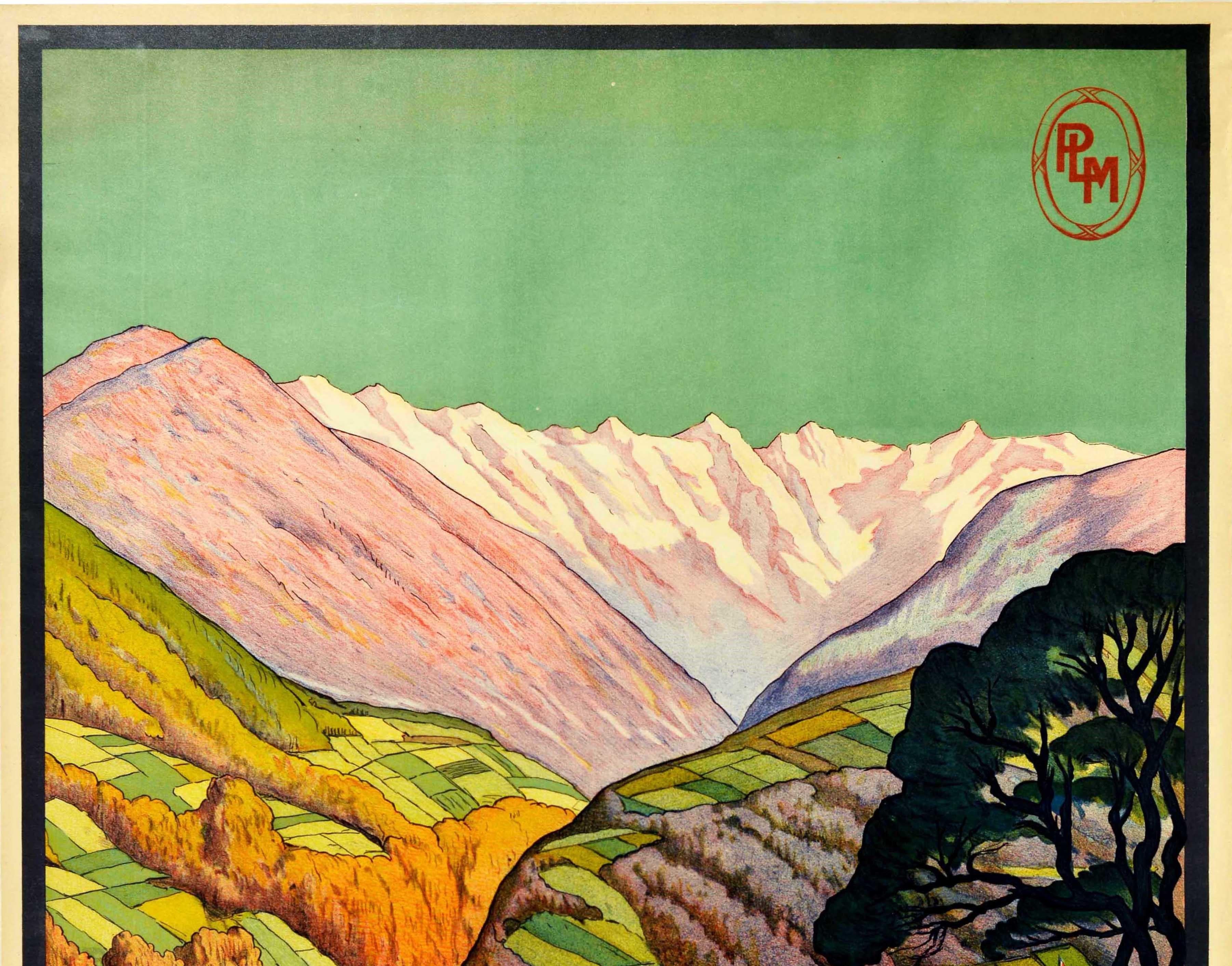 Original Vintage PLM Railway Travel Poster Allevard Les Bains Thermal Spa Alps - Print by Jean Julien