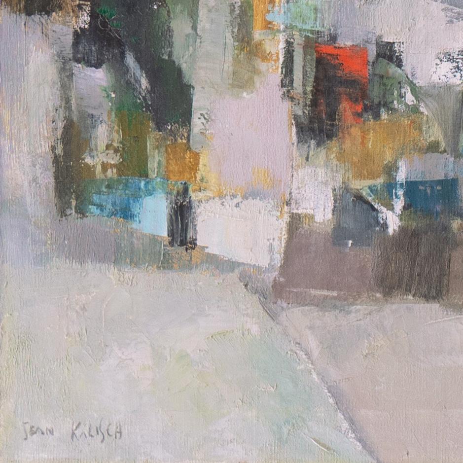 « City View », abstraction de la baie de San Francisco, artiste californienne, Tokyo - Gris Abstract Painting par Jean Kalisch